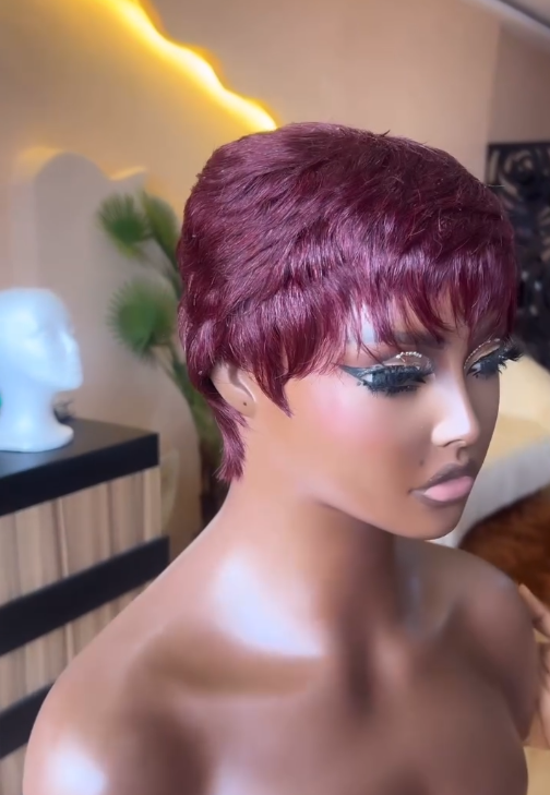 Burgundy Pixie Cut Unit