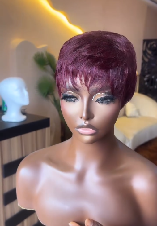 Burgundy Pixie Cut Unit